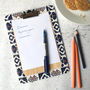 Marisol Clipboard, Blue And Orange Tiling Pattern, thumbnail 1 of 3