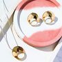 Round Gold Swirl Sterling Silver Stud Earrings, thumbnail 3 of 6