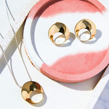 Round Gold Swirl Sterling Silver Stud Earrings, 3 of 6