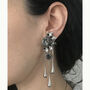 Silver Drop And Swarovski Crystal Fan Earrings, thumbnail 4 of 4