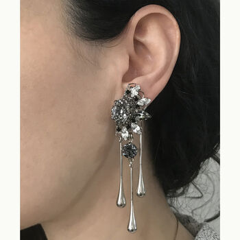 Silver Drop And Swarovski Crystal Fan Earrings, 4 of 4