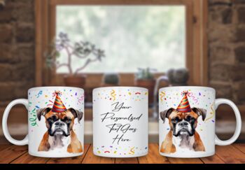 Personalised Boxer Dog Birthday Congratulations Party Gift Mug, 2 of 2