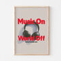 Retro Headphones Music On World Off Wall Art Print, thumbnail 1 of 6