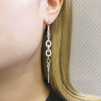 Long Chain Gold Plated Sterling Silver Drop Earrings, 2 of 4