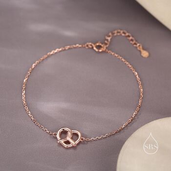 Sterling Silver Pretzel Heart Knot Bracelet, 5 of 12