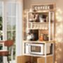 Coffee Bar Cabinet Bakers Rack With Outlet, thumbnail 3 of 7