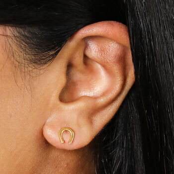 Sterling Silver Horseshoe Piercing Earring In Gold, 3 of 3