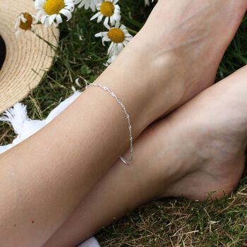 Personalised Sterling Silver Twisted Curb Anklet, 2 of 5