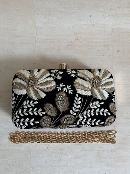 Black Velvet Floral Clutch Bag, 9 of 10