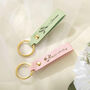 Personalised Leather Keyring With Birth Flower And Name – Custom Birthday Gift, thumbnail 6 of 8