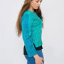 Emerald Green Pure Silk Hand Stitched Ladies Jacket, thumbnail 2 of 6