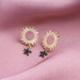 Sun Earrings With Black Enamel Star Drop, thumbnail 7 of 10