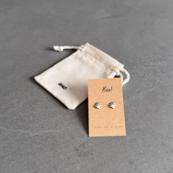Boo! Halloween Sterling Silver Ghost Earrings, 3 of 9
