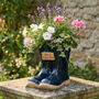 Personalised Midnight Blue Welly Boots Plant Pot Gift, thumbnail 1 of 10