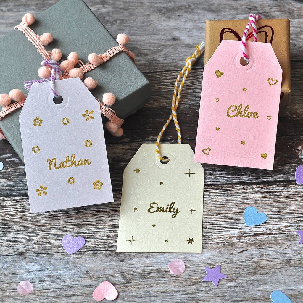 Personalised Gold Foiled Name Wedding Favour Tag, 1 of 5