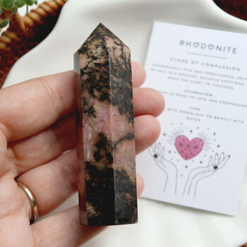 Rhodonite Crystal Tower With Optional Mini Crystal, 4 of 10
