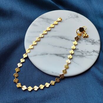 Golden Brass Fan Charm Thin Slim Foot Payal Anklet, 3 of 6