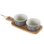 Set Of Two Ceramic Bowls And Wooden Tray, thumbnail 2 of 5