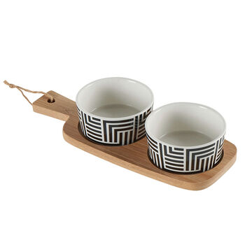 Set Of Two Ceramic Bowls And Wooden Tray, 2 of 5