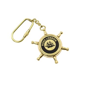 Brass Ship Wheel Compass Keyring, 2 of 5