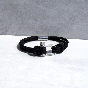 Men's Nautical Double Strand Shackle And Rope Bracelet, 6 of 7