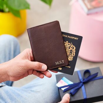 Luxury Leather Passport Holder Travel Wallet With Your Personalised Engraved Message, 6 of 9