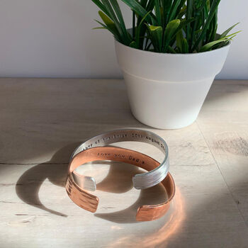 Handmade Mens Personalised Copper Cuff, 6 of 10