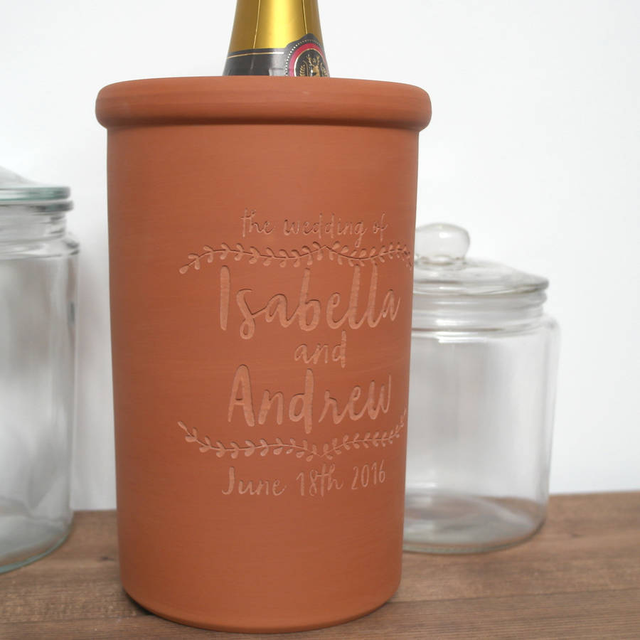 personalised terracotta wine cooler by letterfest