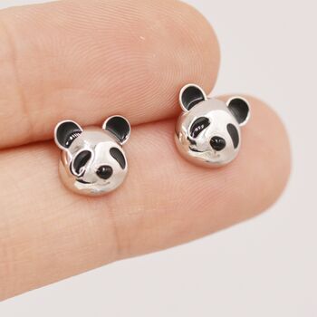 Sterling Silver Cute Panda Stud Earrings, 3 of 12