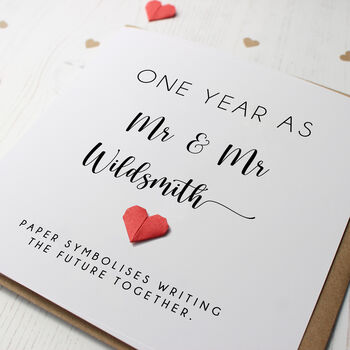 Personalised 1st Anniversary Card With Paper Heart, 4 of 7