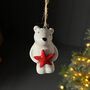 Polar Bear With Star Hanging Christmas Decoration, thumbnail 2 of 2