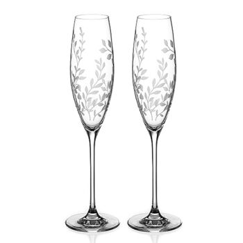 Personalised Set Of Two Floral Crystal Champagne Flutes, 10 of 10