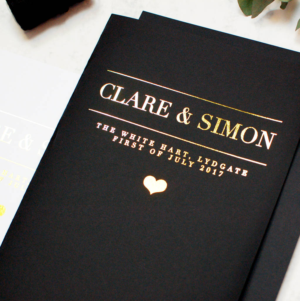 black white gold personalised modern wedding card by made with love wedding invites black and white