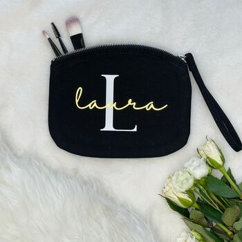 Black And Gold Personalised Make Up Bag, 2 of 3