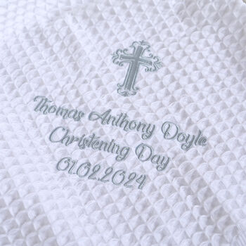 Personalised White Christening Shawl With Cross, 2 of 7