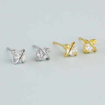 Sterling Silver Crystal Halo Stud Earrings, 5 of 8