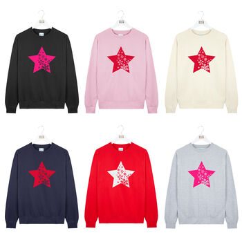 Neon Star Cascading Snowflakes Christmas Sweatshirt, 4 of 8
