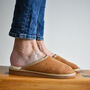 Men's Sheepskin Slip On Slippers Tan, thumbnail 2 of 3