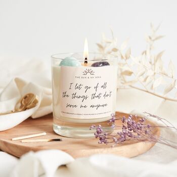 Calm Affirmation Crystal Candle With Three Crystals, 4 of 5