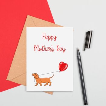 Large Size Sausage Dog With Balloon Mother's Day Card, 2 of 2