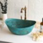 Verdigris Green Patina Solid Copper Sink – Handmade Vessel Basin For Kitchen And Bathroom, thumbnail 1 of 12