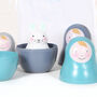 Nesting Dolls With Bunny Rabbit In Personalised Cotton Bag, thumbnail 2 of 5