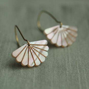 Mother Of Pearl Bridal Art Deco Scallop Earrings, 11 of 11