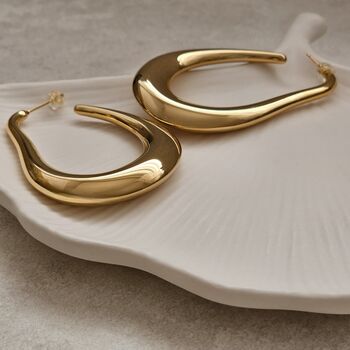 Irregular U Shape Hoops Gold, 3 of 8