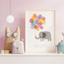 Personalised Name Print Elephant Holding Balloons, thumbnail 5 of 10