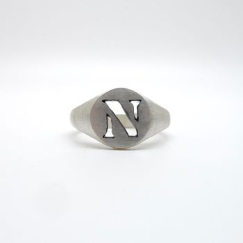 Personalised Stencil Silver Signet Ring, 4 of 4
