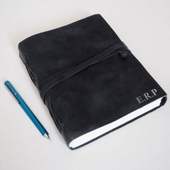 Personalised Black Buffalo Leather Journal, 2 of 9
