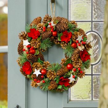 Festive Pine And Poinsettia Wreath, 3 of 7