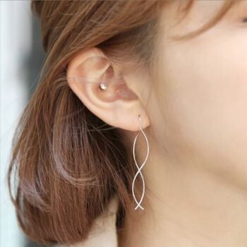 Sterling Silver Spiral Dangle Threader Earrings, 3 of 4