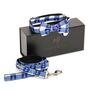 The Anglesey Blue Checked Nautical Dog Collar Bow Tie And Lead Set, thumbnail 1 of 9